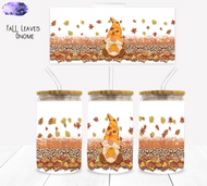 Fall Leaves Gnome Glass Cup