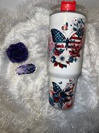 40 oz Patriotic Butterfly Tumbler
