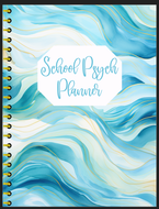 School Psychologist Digital Planner (Blue Gold Marble Waves)