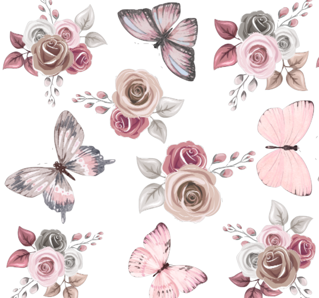 Pink Butterflies & Flowers