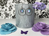 Purple and Blue Dreamcatchers in Single Sterling Silver Hoop Earrings