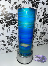 Load image into Gallery viewer, 20 ounce blue gold swirl stainless steel tumbler
