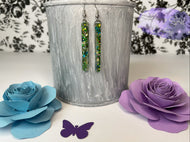 Green, Blue, & Gold Bar Earrings