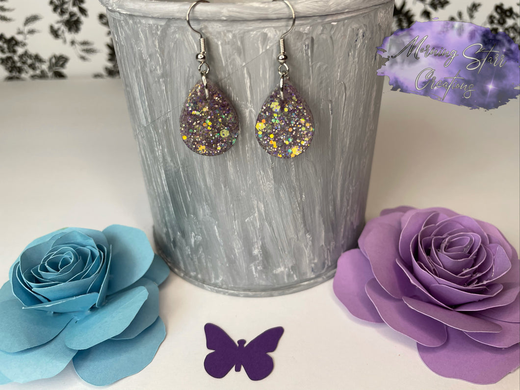 Lavender Gold Small Teardrop Earrings