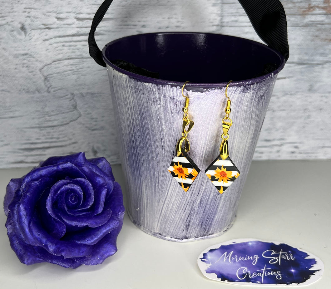 Diamond Sunflower Stripe Earrings