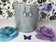 Purple and Blue Dream Catcher Sterling Silver Teardrop Earrings