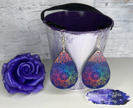 Black Rainbow Mandala Teardrop Earrings
