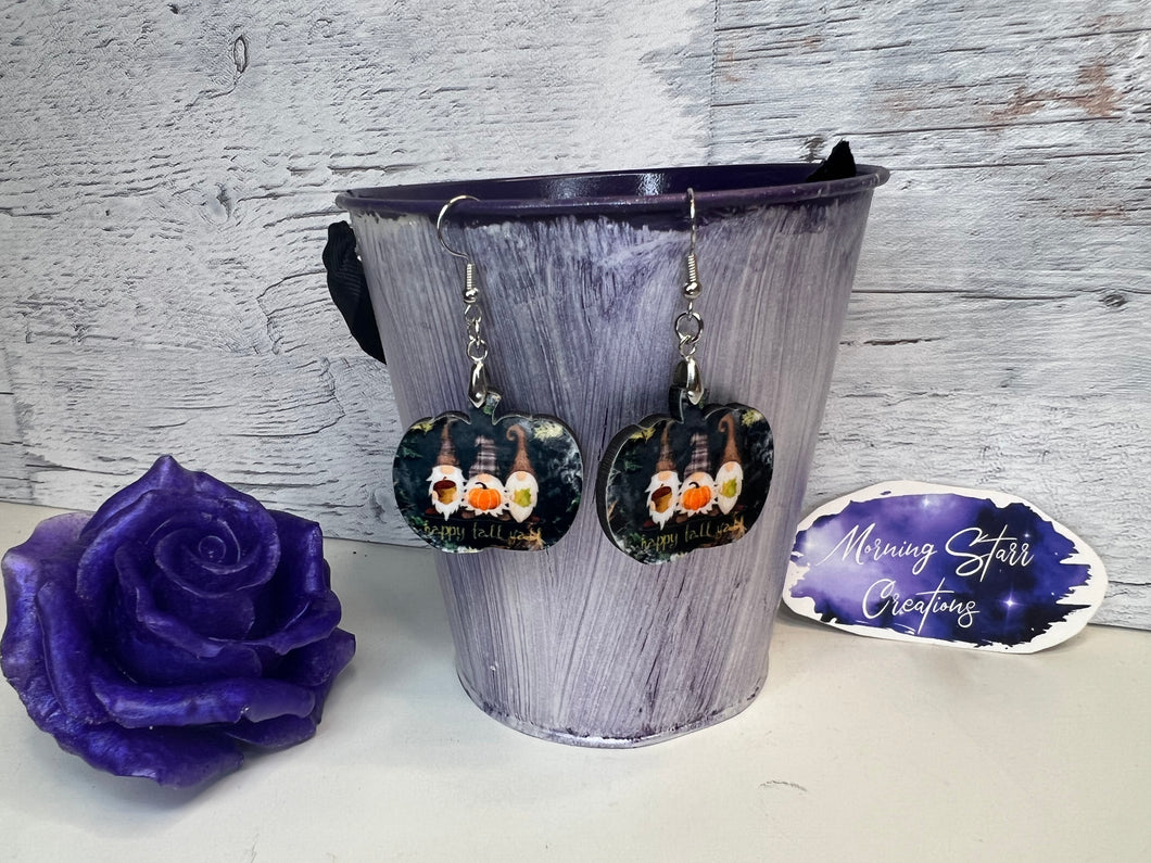 Gnome Fall Pumpkin Earrings